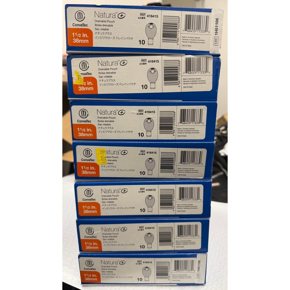 7 X 10 ConvaTec Drainable Pouch, LNIB, 416415, 38MM, 1 1/2"